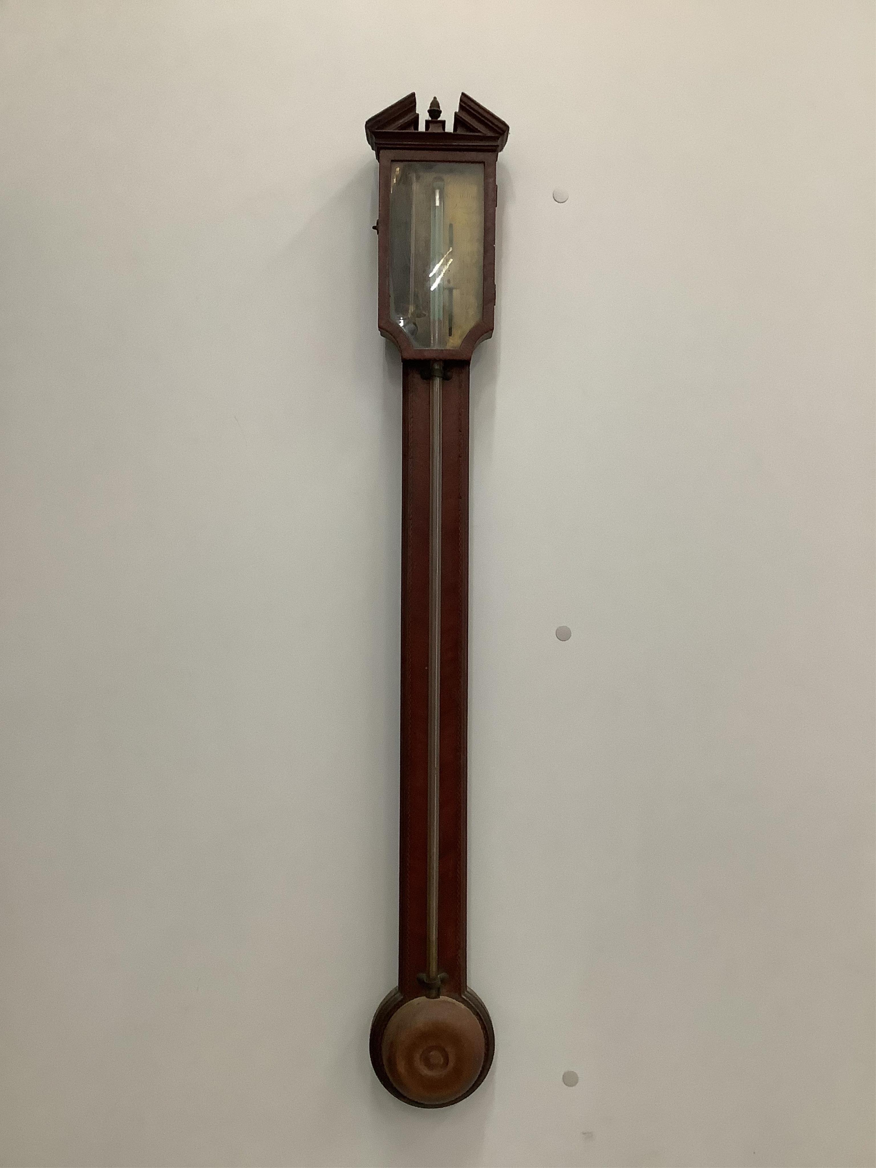A 19th century mahogany stick barometer, marked Ronketi, Holborn, London, height 96cm